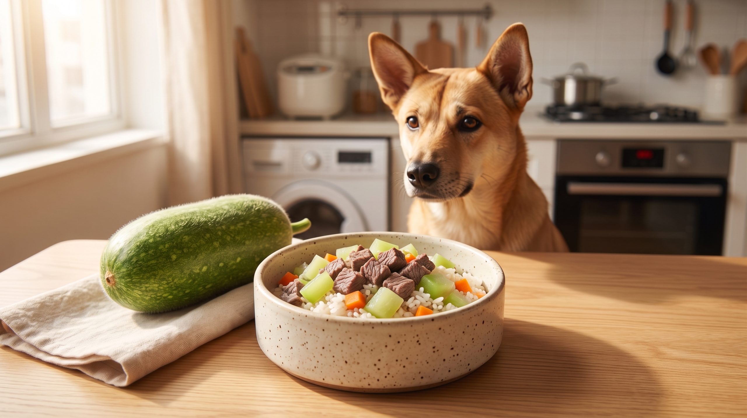 牛肉節瓜飯狗狗食譜 - beef chinese squash rice dog food recipe with a hong kong village dog