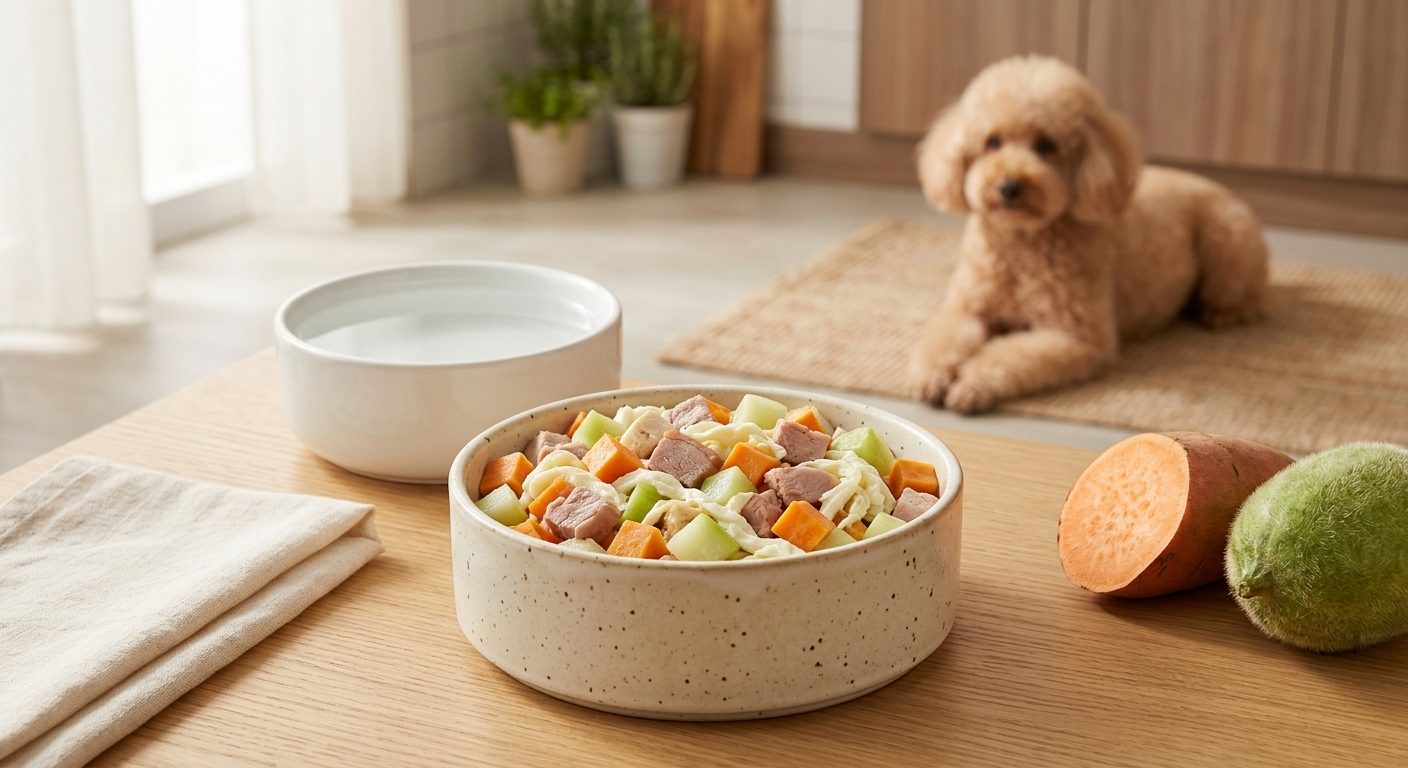 鴨胸番薯餐（腎病 1-2 期） - duck and sweet potato (ckd stage 1-2) with an senior poodle