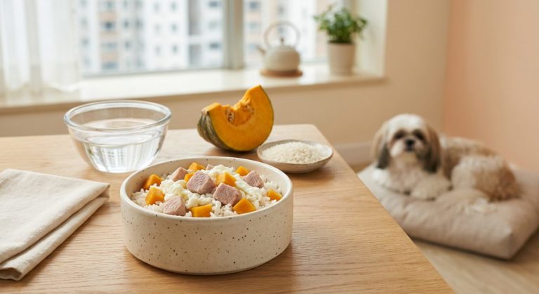 豬柳白飯餐（腎病 1-2 期） - pork and rice (ckd stage 1-2) with an shih tzu
