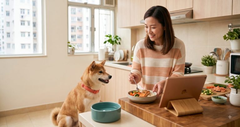Complete dog kidney disease nutrition meal with fresh fish and water