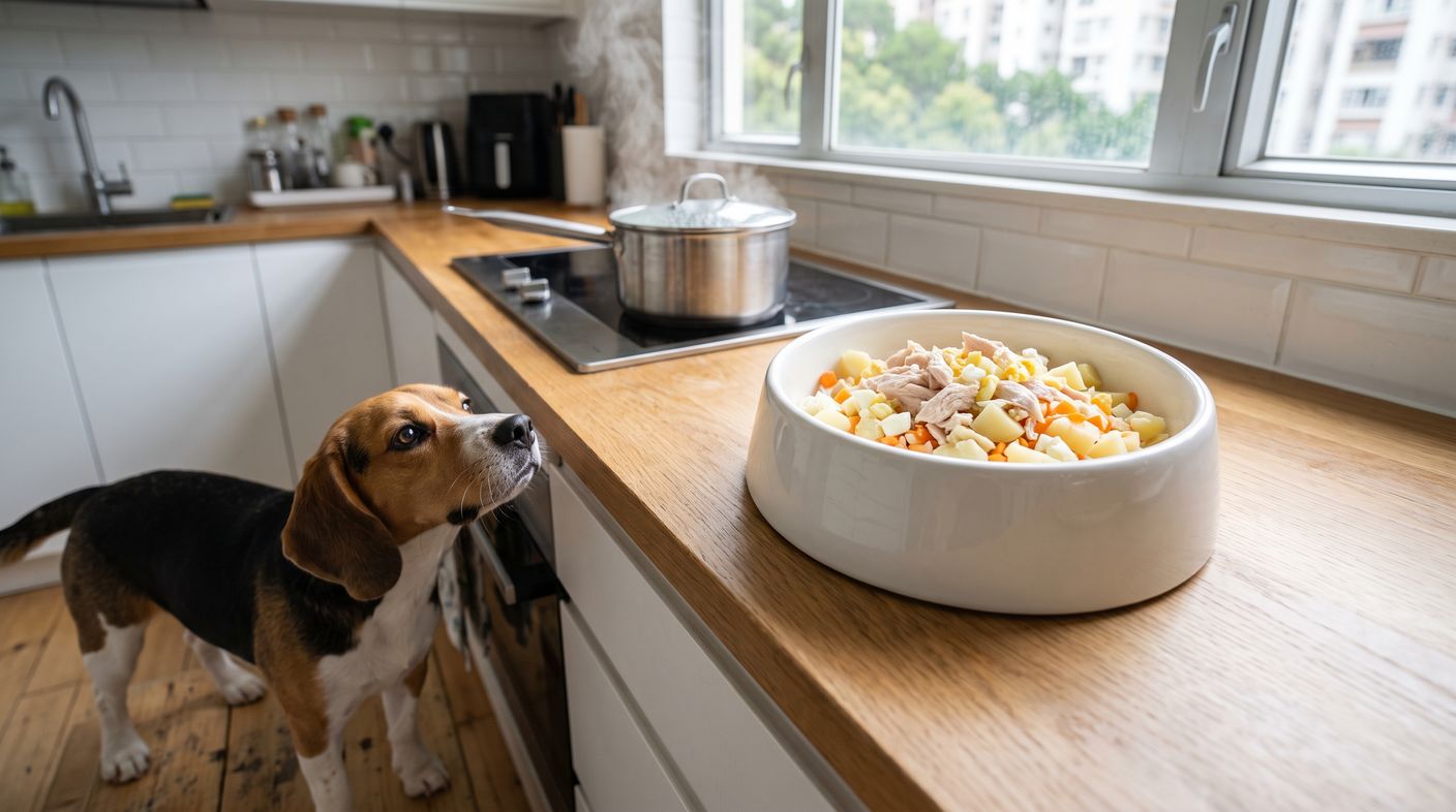 雞胸肉薯仔餐(胰臟炎康復期) - chicken breast and potato (pancreatitis recovery) with a beagle