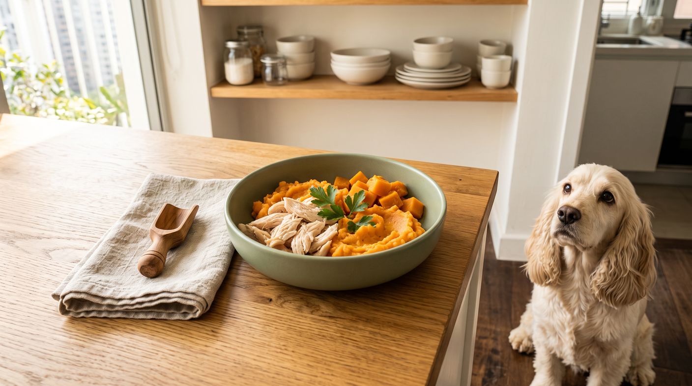 雞胸肉番薯餐（低脂長期管理） - chicken breast and sweet potato (low fat long term) with a cocker spaniel