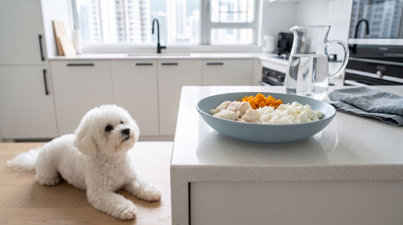 鱈魚白飯餐（胰臟炎康復期） - cod and rice (pancreatitis recovery) with a bichon frise