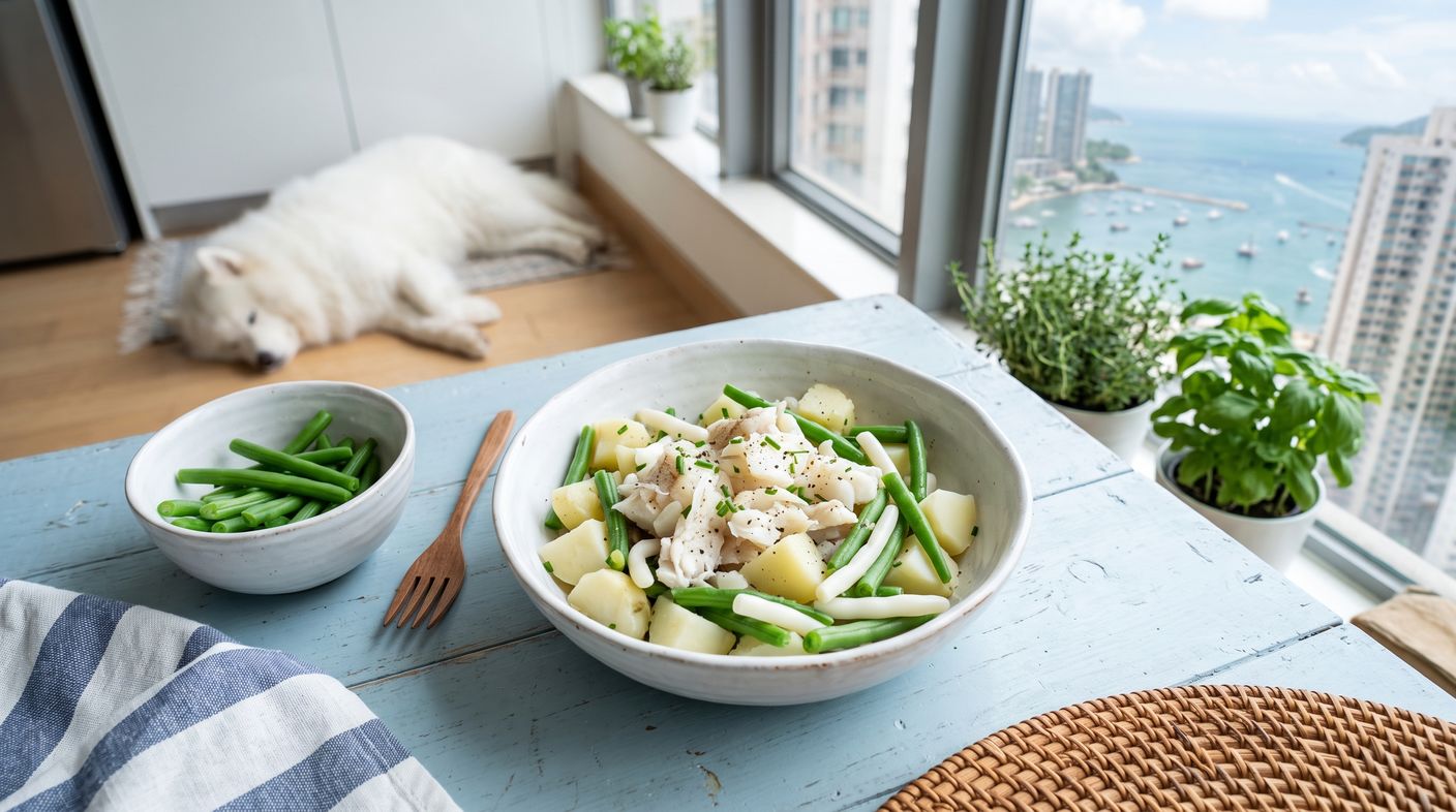 狹鱈薯仔餐（低脂長期管理） - pollock and potato (low fat long term) with a samoyed