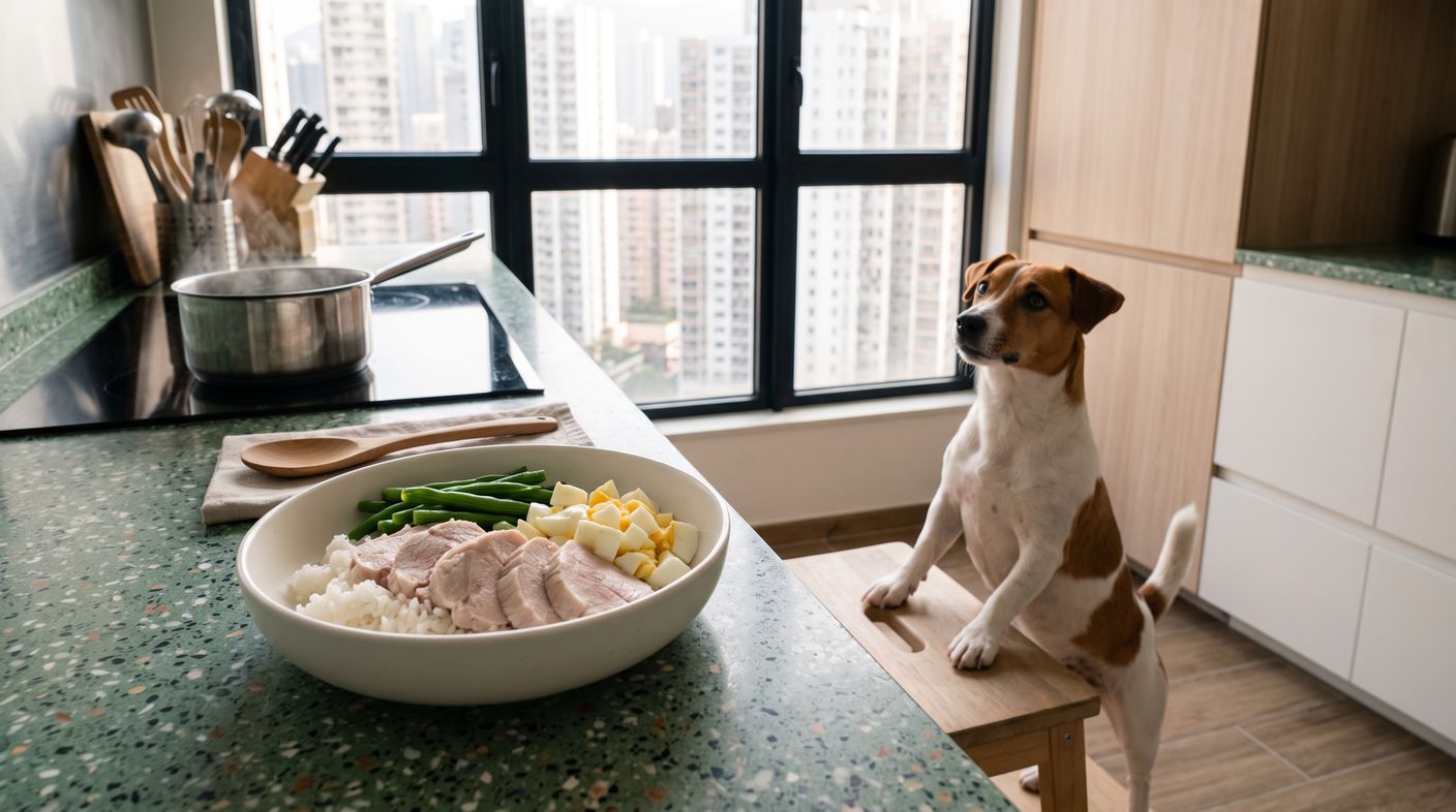 豬柳白飯餐（胰臟炎康復期） - pork tenderloin and rice (pancreatitis recovery) with a jack russell terrier