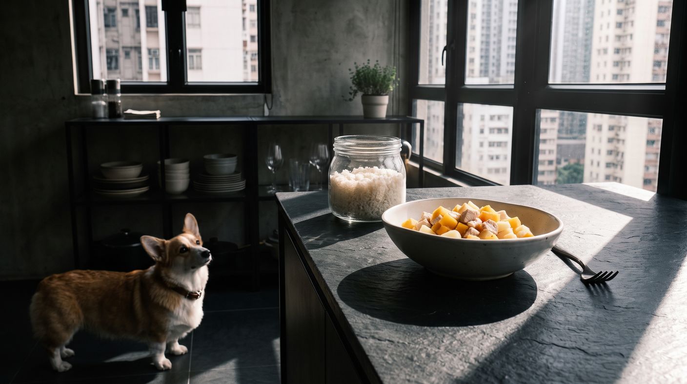 火雞胸薯仔餐（低脂長期管理） - turkey breast and potato (low fat long term) with a corgi