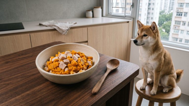 火雞胸番薯餐（胰臟炎康復期） - turkey breast and sweet potato (pancreatitis recovery) with a shiba inu