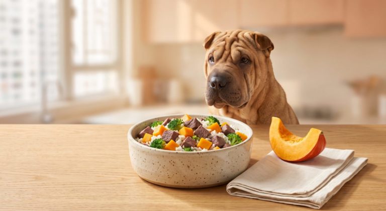 鹿肉南瓜狗狗食譜 - venison pumpkin dog food recipe with a shar pei